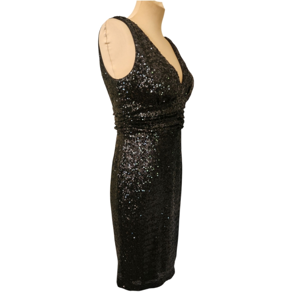 ELIZA J. Black Sequined Sheath Cocktail Dress - Size 8 - Picture 5 of 14